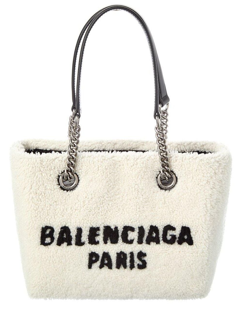 Balenciaga Natural Duty Free Small Shearling & Leather Tote