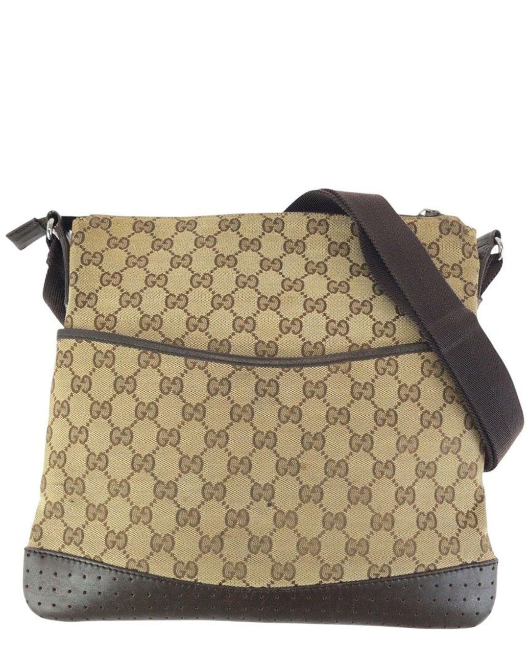 Gucci Natural Brown GG Canvas & Leather Messenger Bag (authentic Pre-loved)