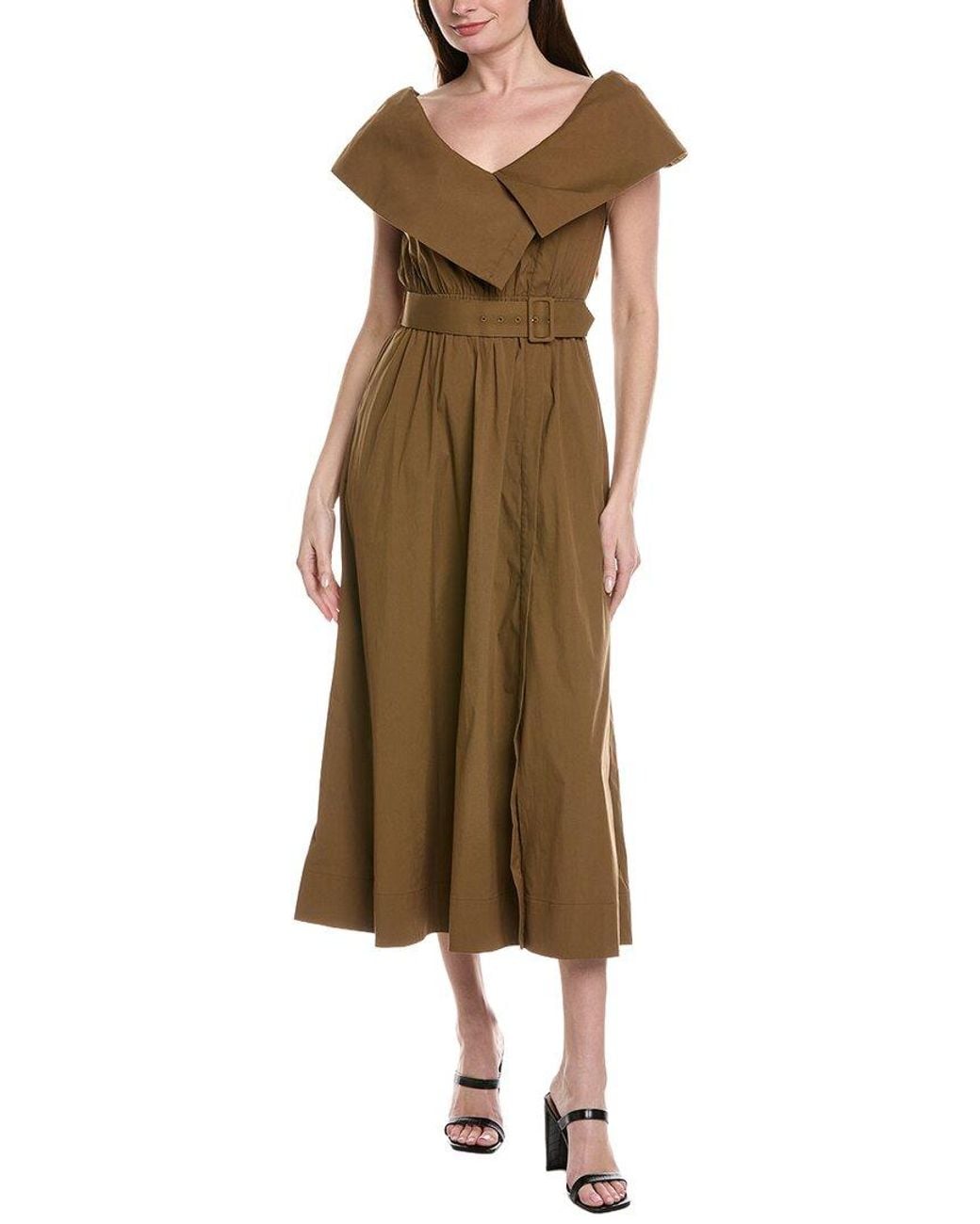 Lela Rose Brown Asymmetrical Cuff Dress