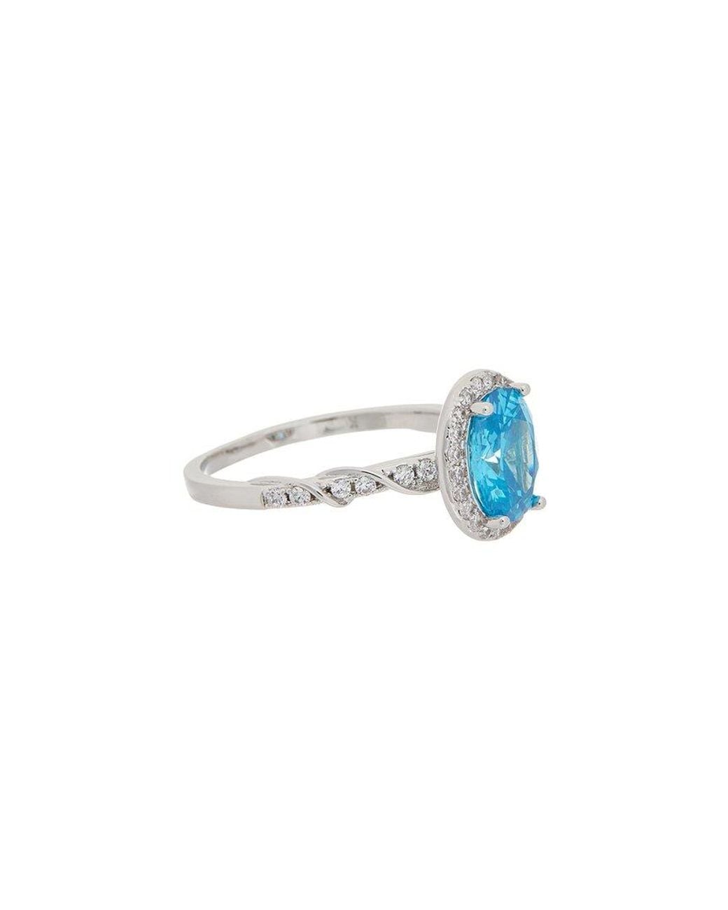 Juvell Blue 18K Plated Topaz Cz Ring