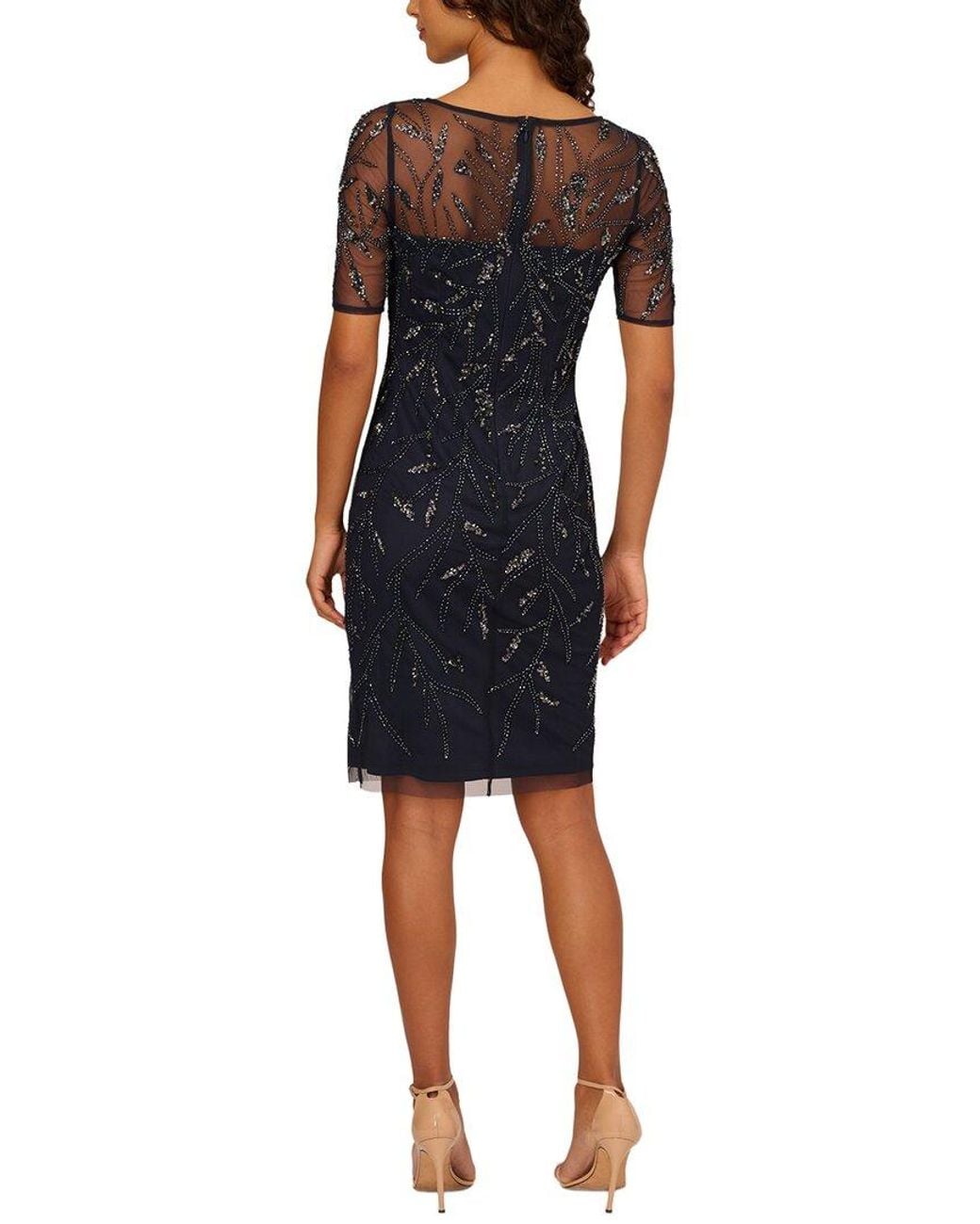 Adrianna Papell Blue Short Sleeve Mini Dress