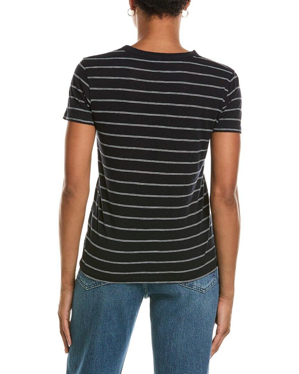 Vince Black Stripe Crewneck Top