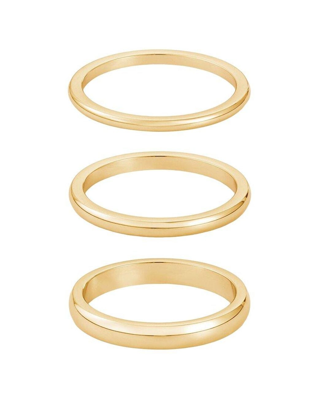 Adornia White 18K Plated Stainless Steel Stacking Band Ring Set