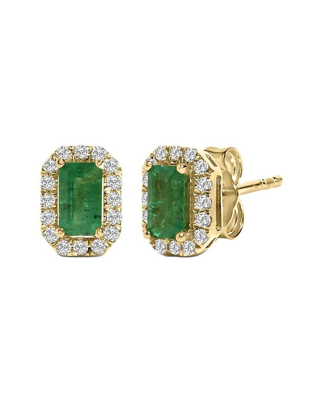 Haus of Brilliance Green Colorful Gemstones 14K 0.84 Ct. Tw. Diamond & Emerald Stud Earrings