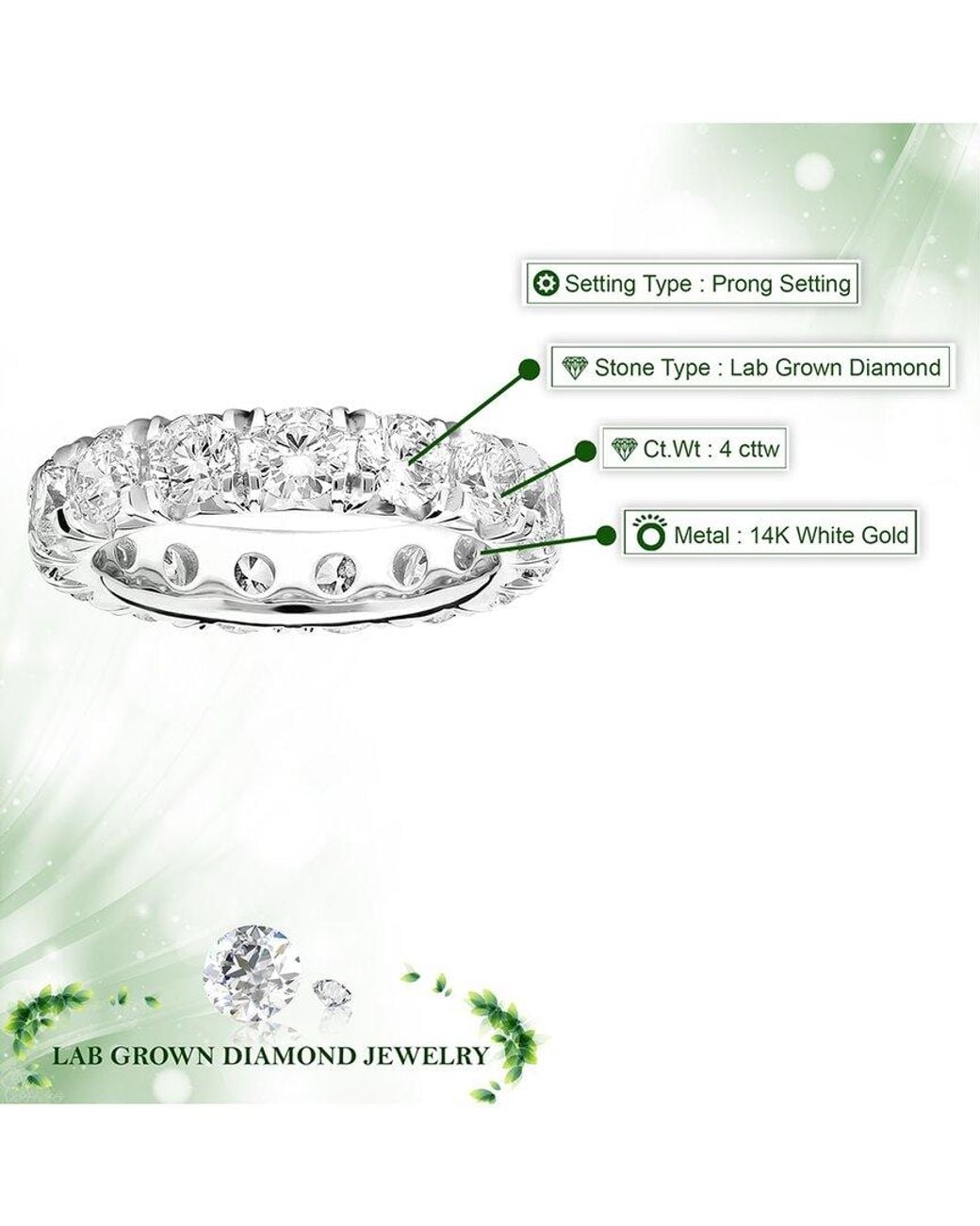 Amairah White 14K 4.00 Ct. Tw. Lab-Grown Diamond Eternity Ring