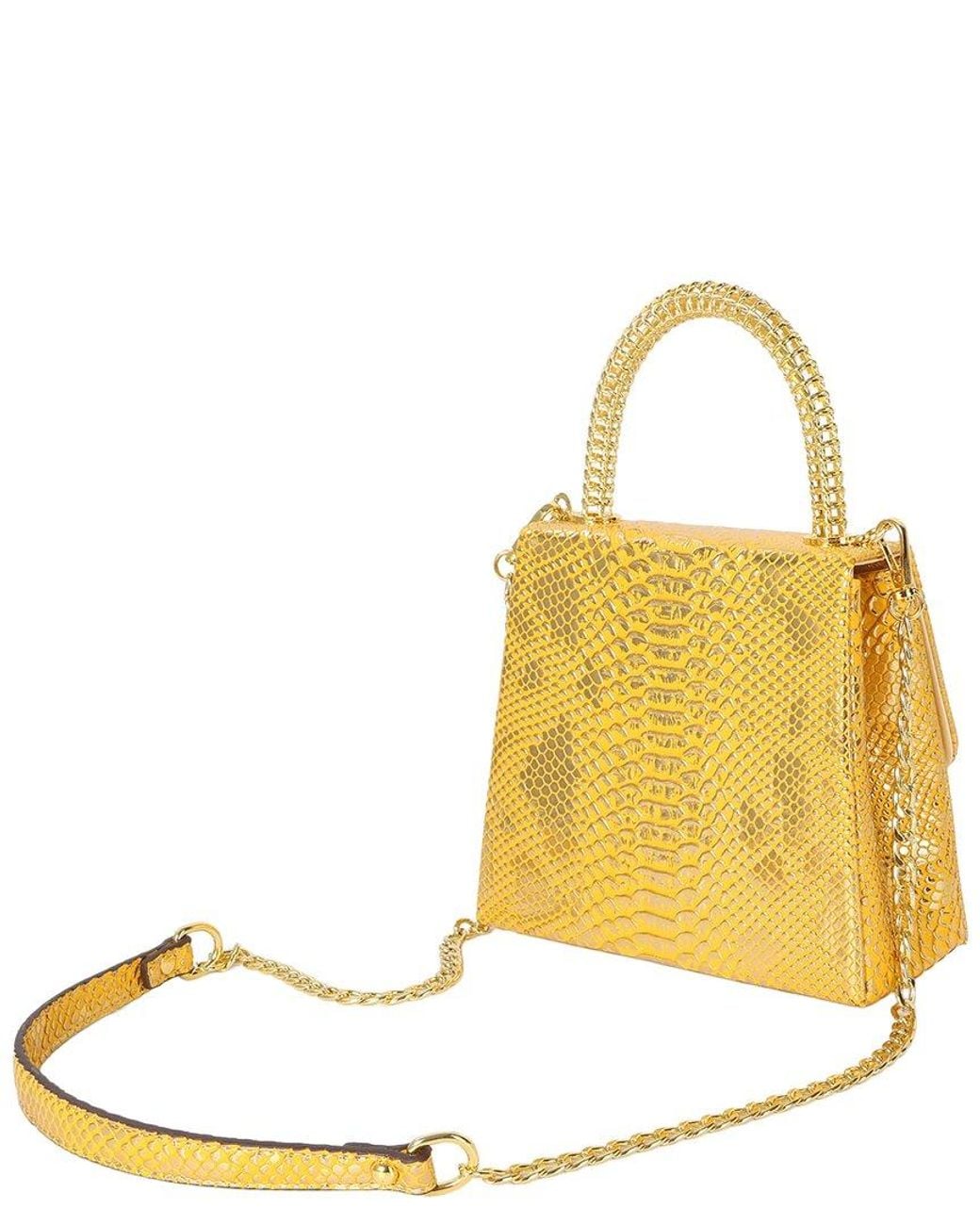 Tiffany & Fred Paris Metallic Embossed Mini Leather Satchel