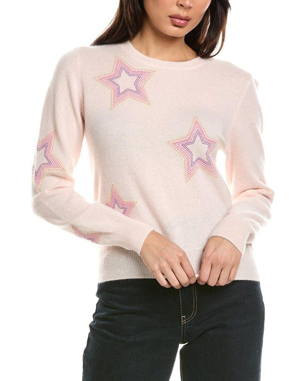 Brodie Cashmere Natural Star Dust Crewneck 100% Cashmere Sweater