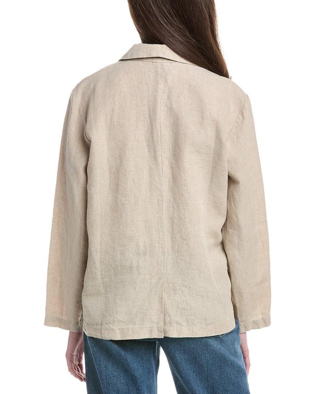 Eileen Fisher Natural Notch Collar Linen Blazer