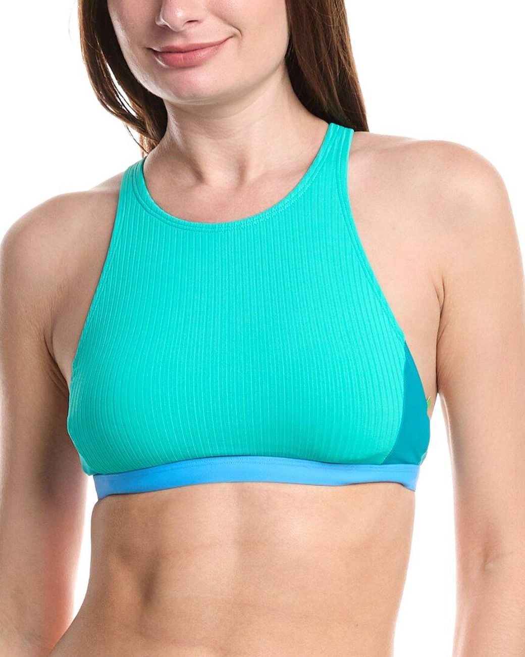 Next Blue Streamline Rem Color Block High Neck Top