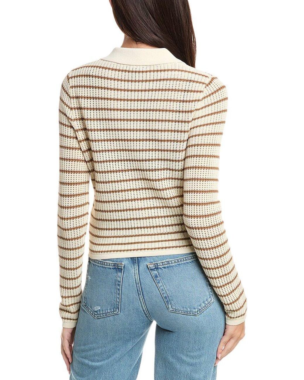 Rag & Bone Blue Viola Stripe Polo Sweater