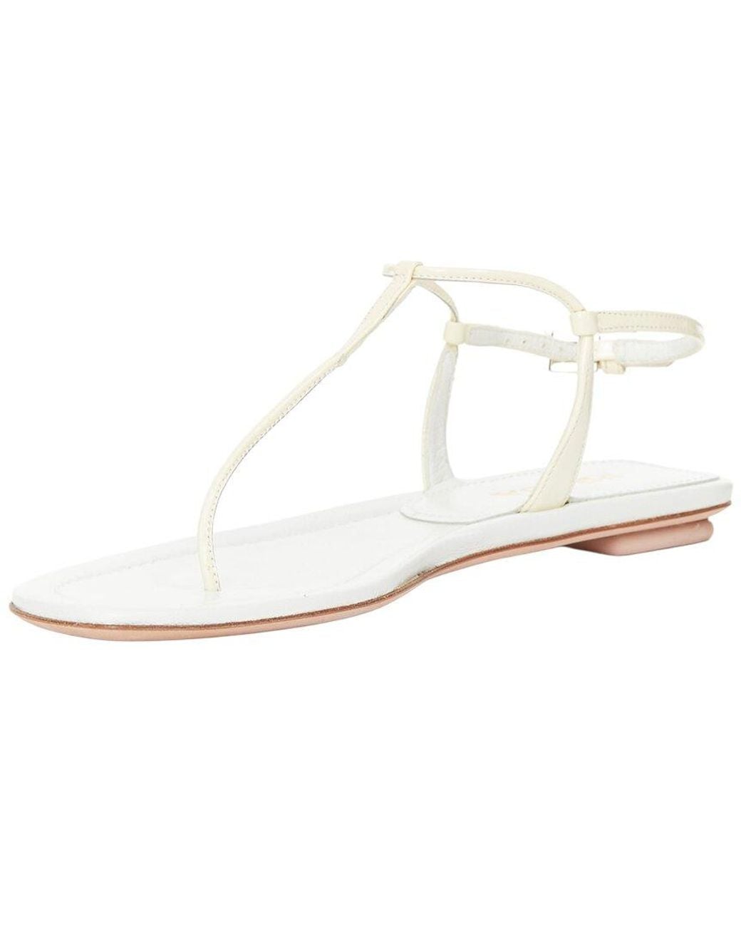 Prada White Patent Leather T-Strap Comfort Thong Slingback Sandal (Authentic Pre-Loved)