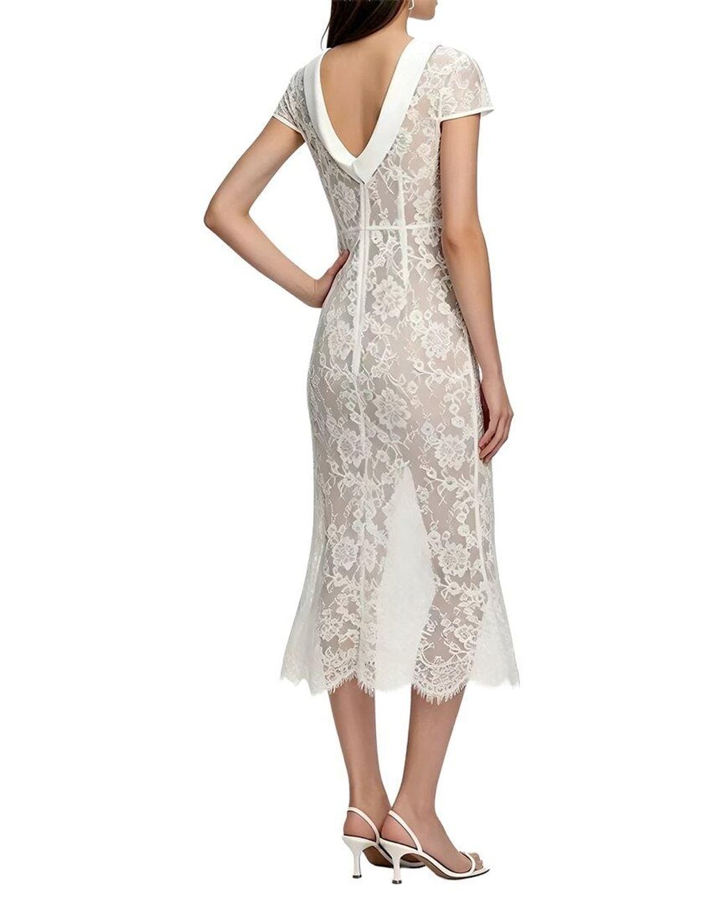Linda Charm White Short Sleeve Midi Dress