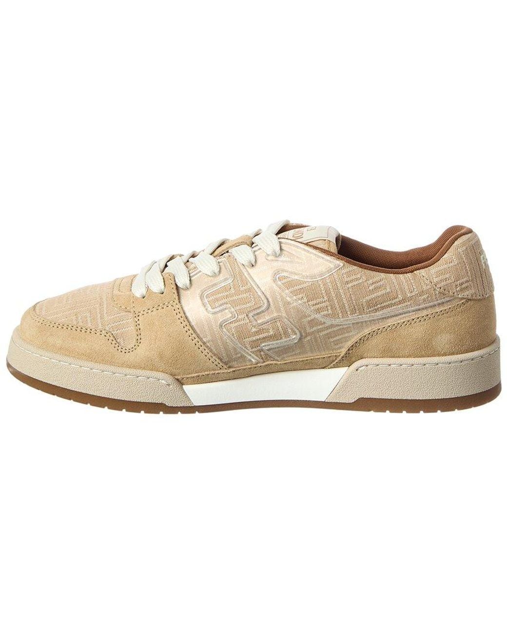 Fendi White Suede-Trim Sneaker for men