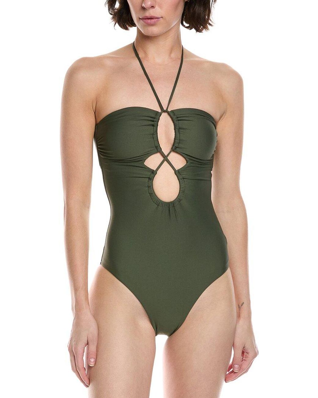 Monte and Lou Green Keyhole Bandeau One-Piece