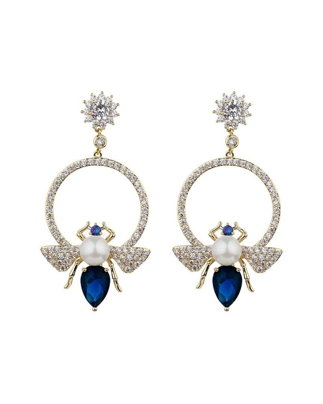 Eye Candy LA Metallic Luxe Collection Cz Queen Bee Statement Earrings