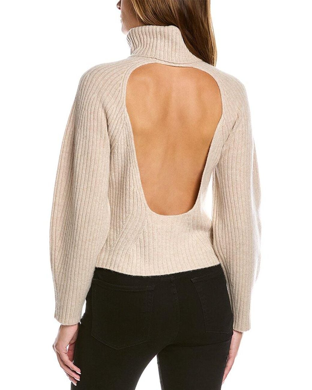 Vince Black Open Back Turtleneck Cashmere Sweater