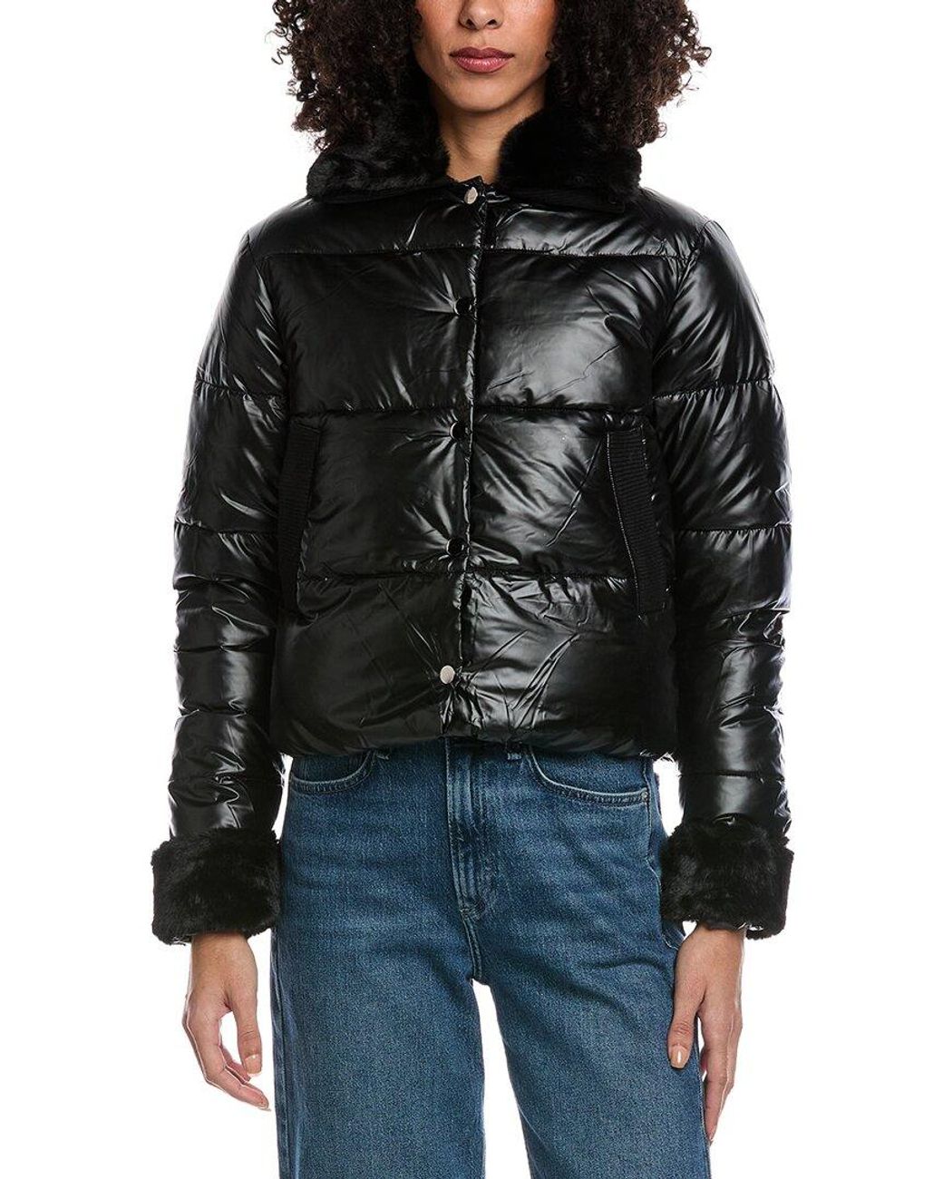 La Fiorentina Black Metallic Puffer Jacket