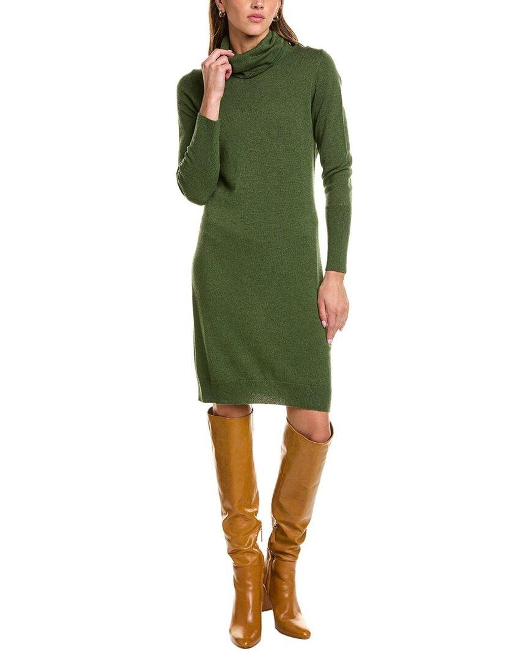 Forte Green Turtleneck Wool & Cashmere-Blend Sweaterdress