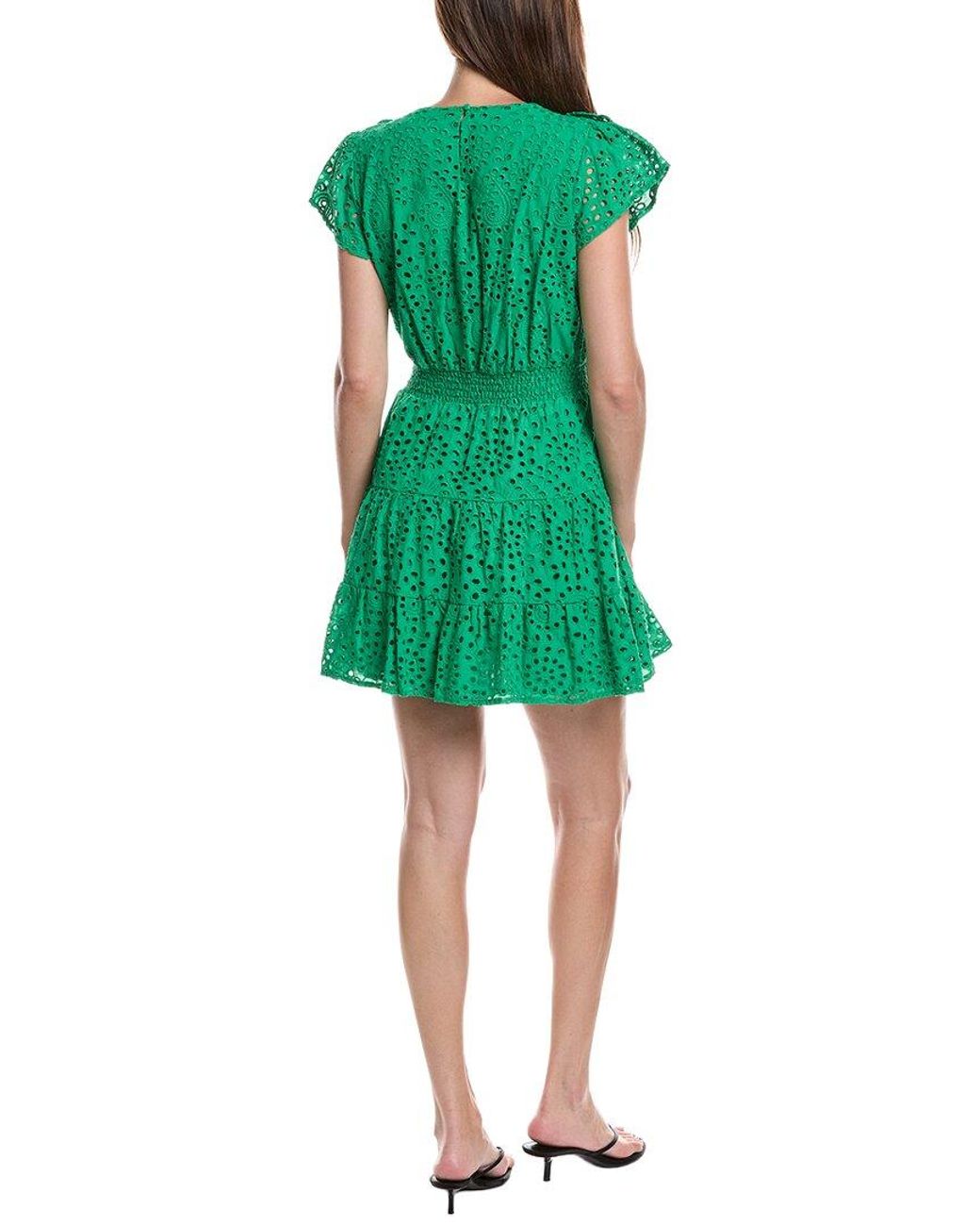 LAYERED WITH LOVE Green Eyelet Tiered Mini Dress