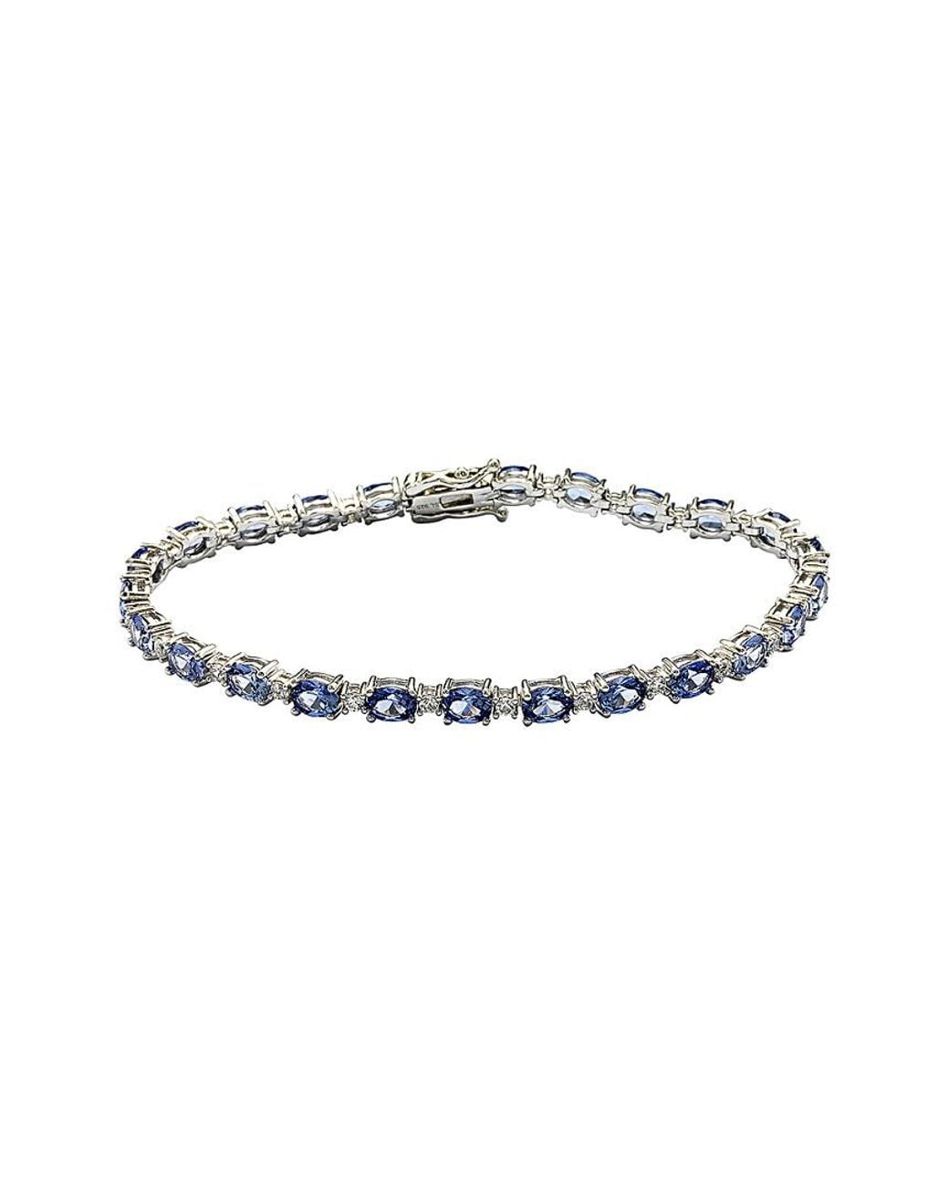 Suzy Levian White Silver 9.67 Ct. Tw. Sapphire Bracelet