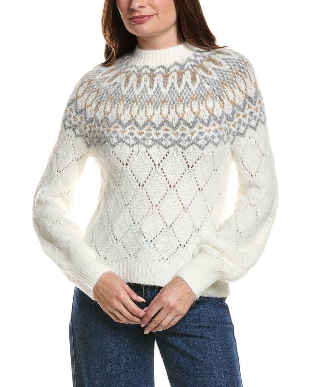 Wit & Wisdom Gray Fair Isle Sweater