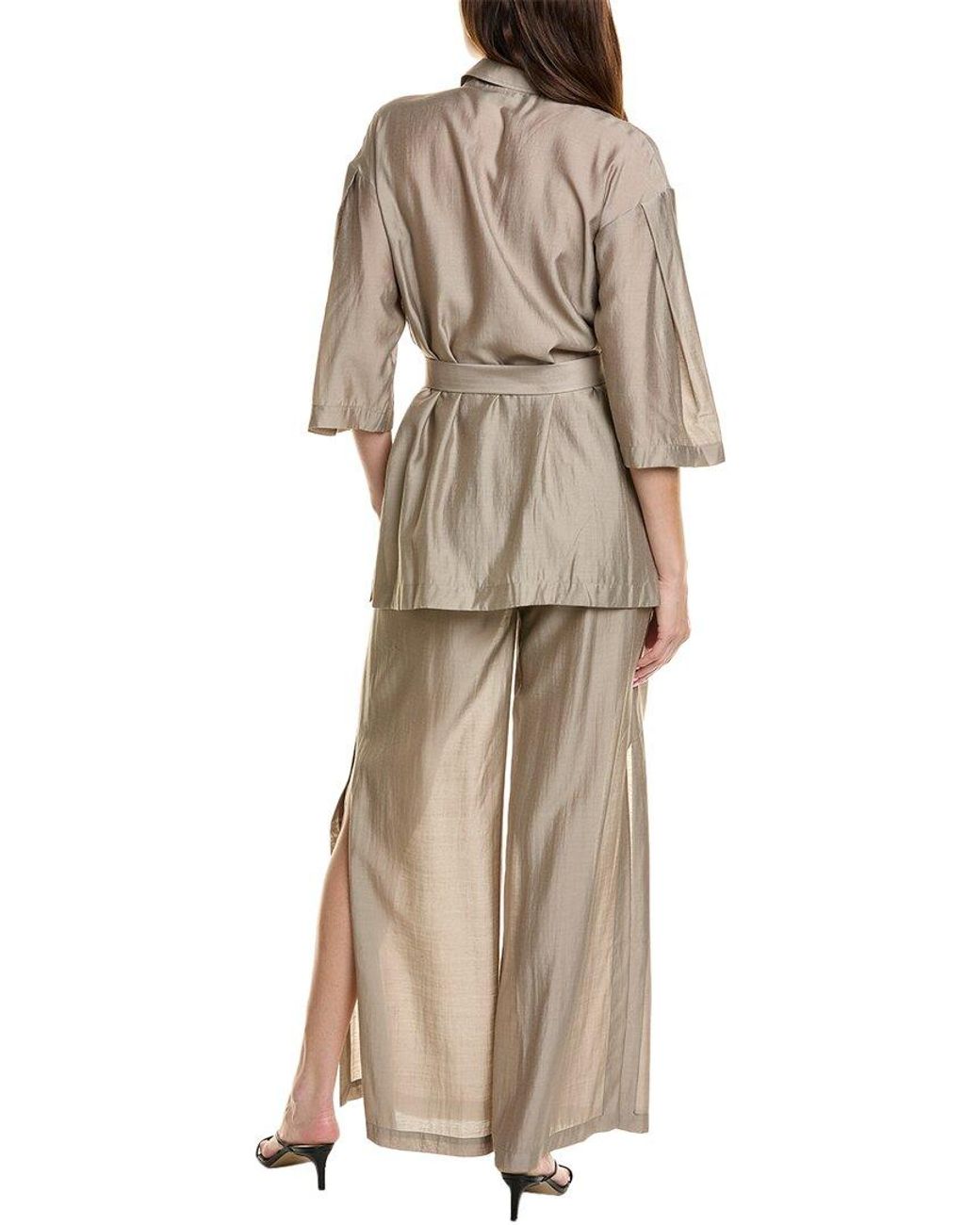 BGL Natural 2Pc Blouse & Pant Set