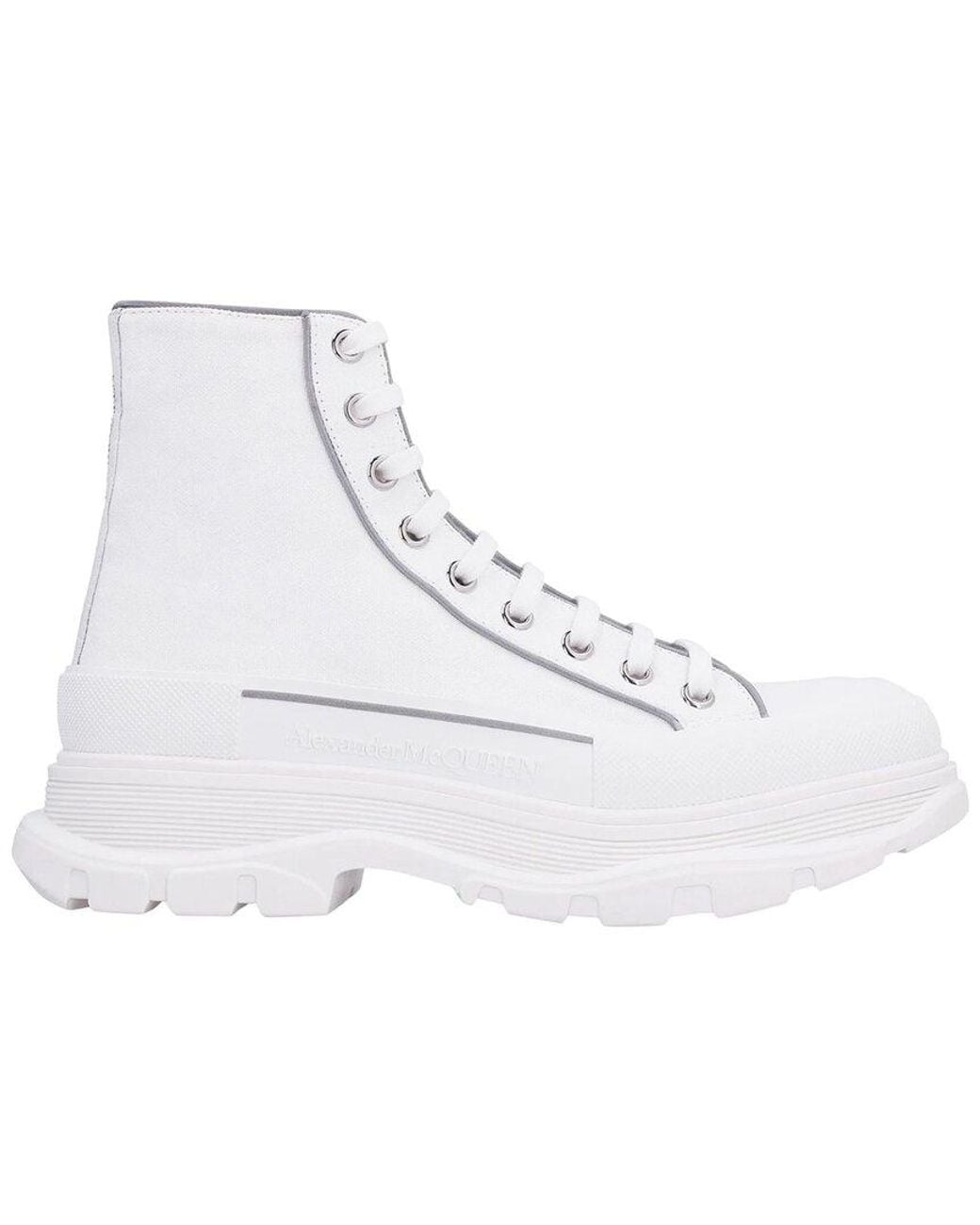 McQueen White Tread Slick Canvas High-Top Sneaker for men
