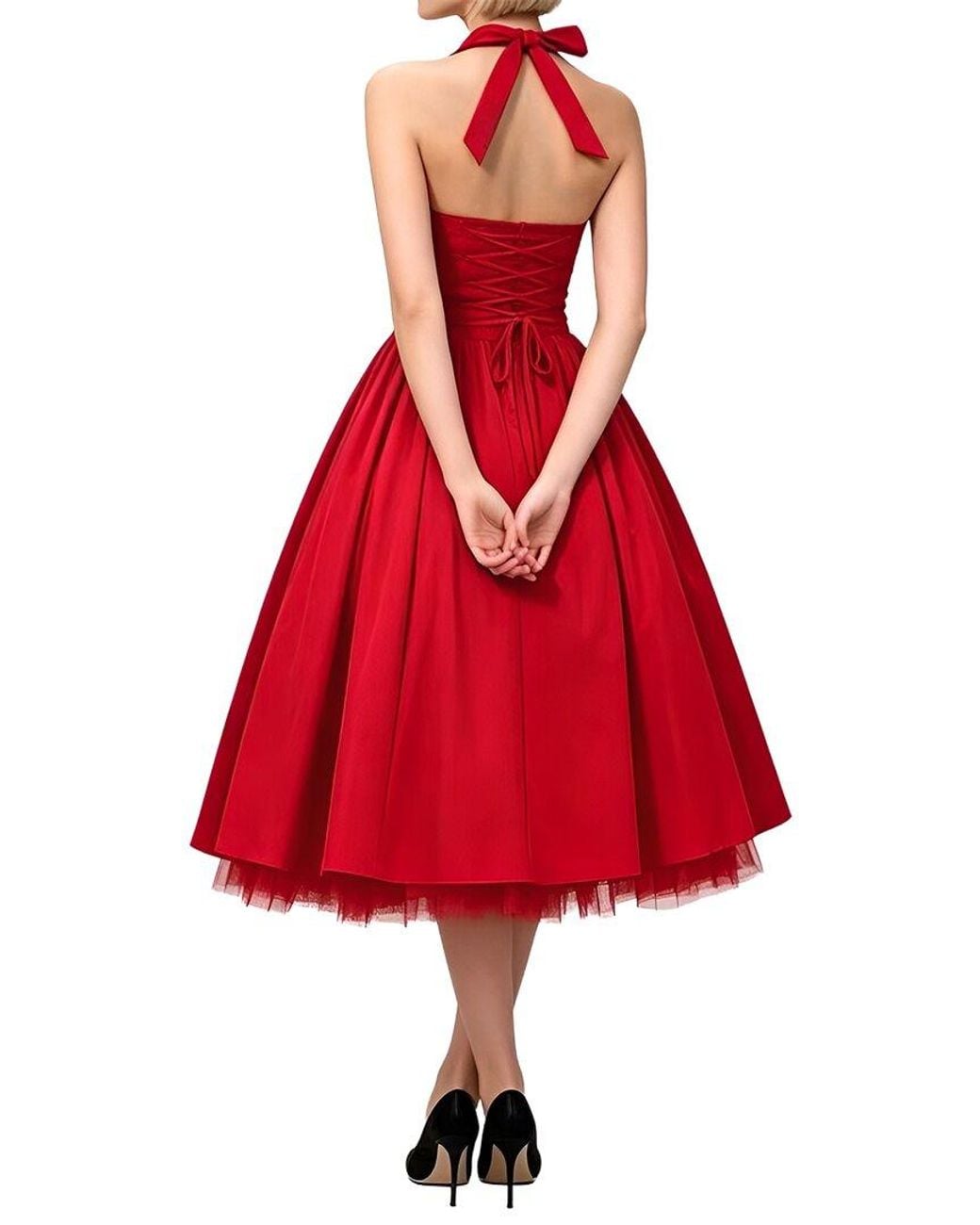 Linda Charm Red Sleeveless Midi Dress