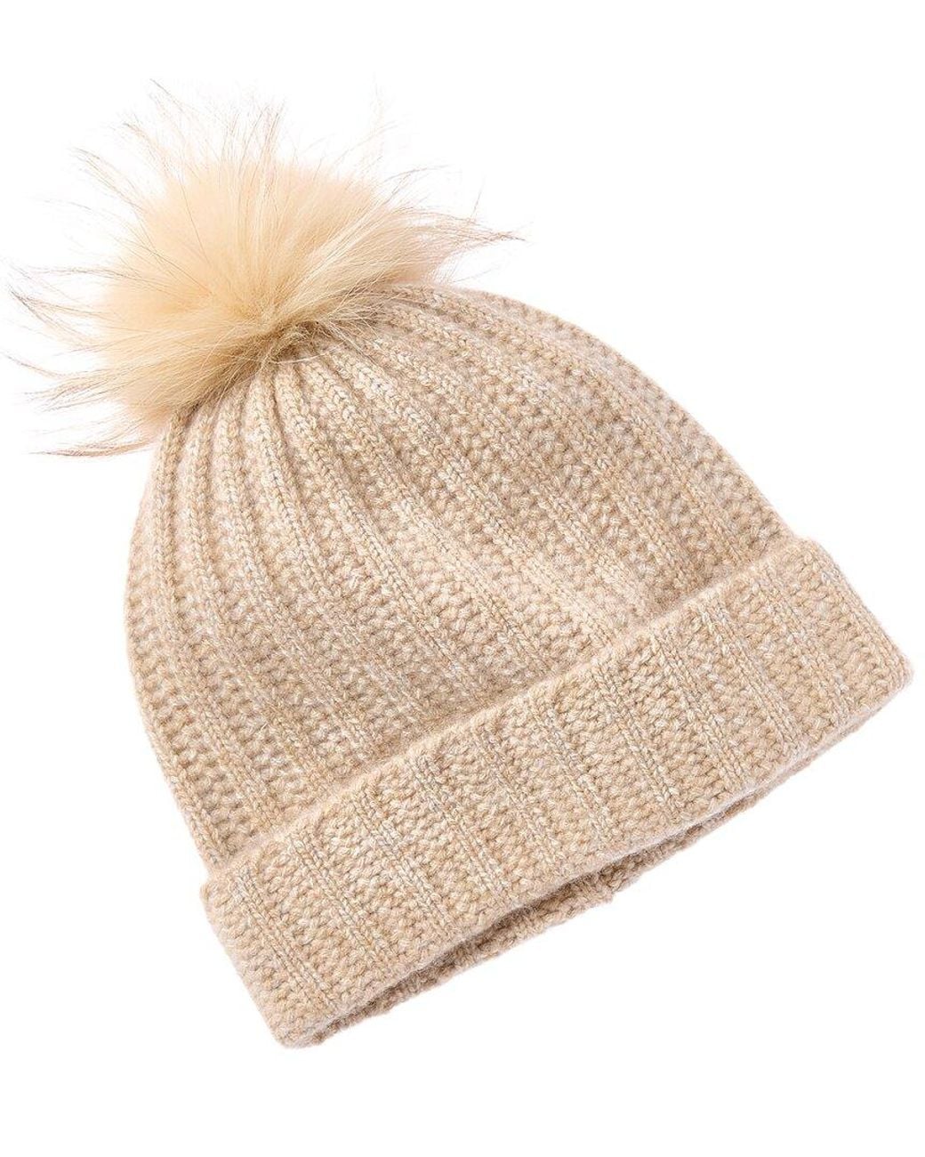 Amicale Cashmere Natural Marl Ladderstitch Cashmere Hat