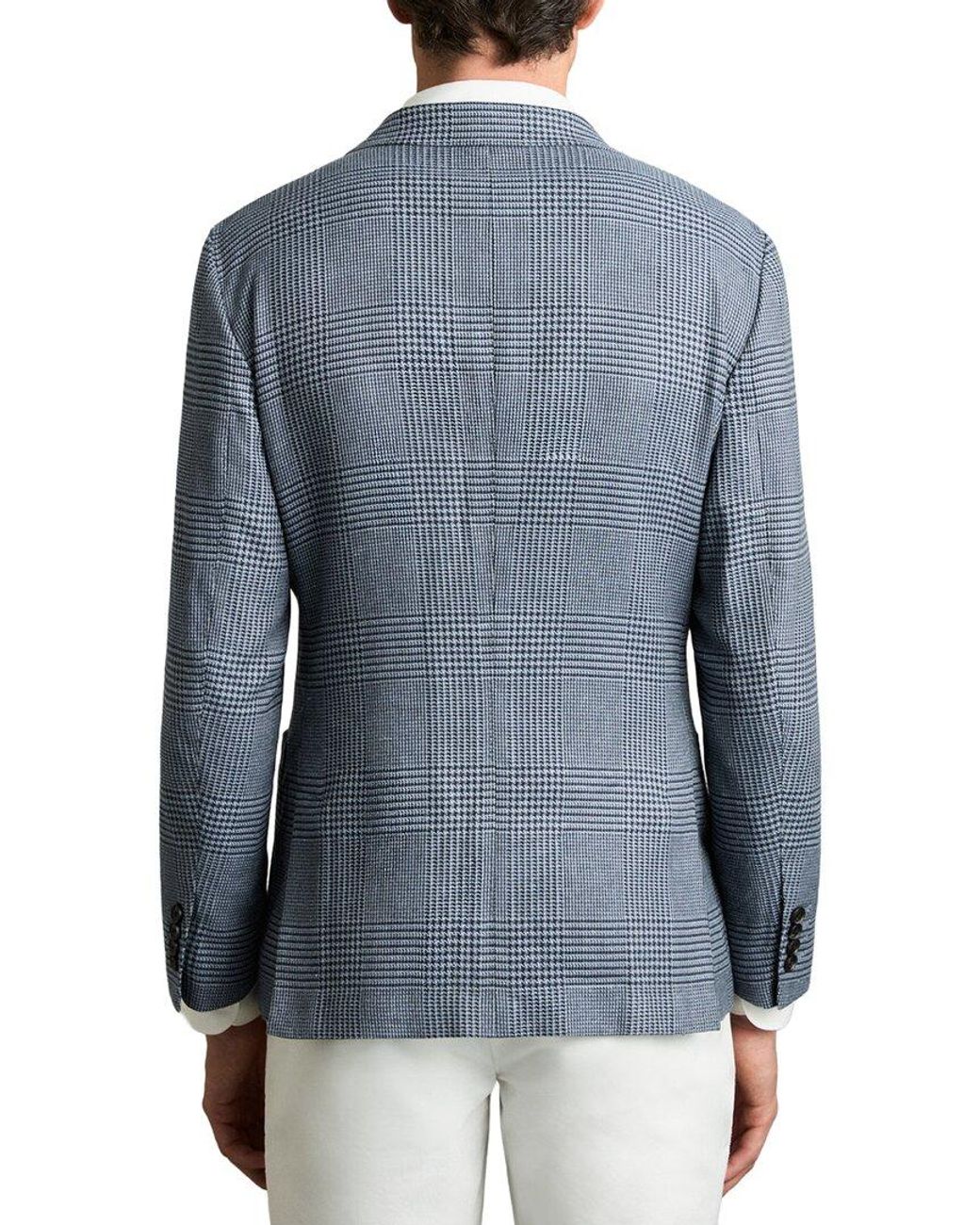 Reiss Blue Gould Notch Prince Wool & Linen-Blend Formal Jacket for men