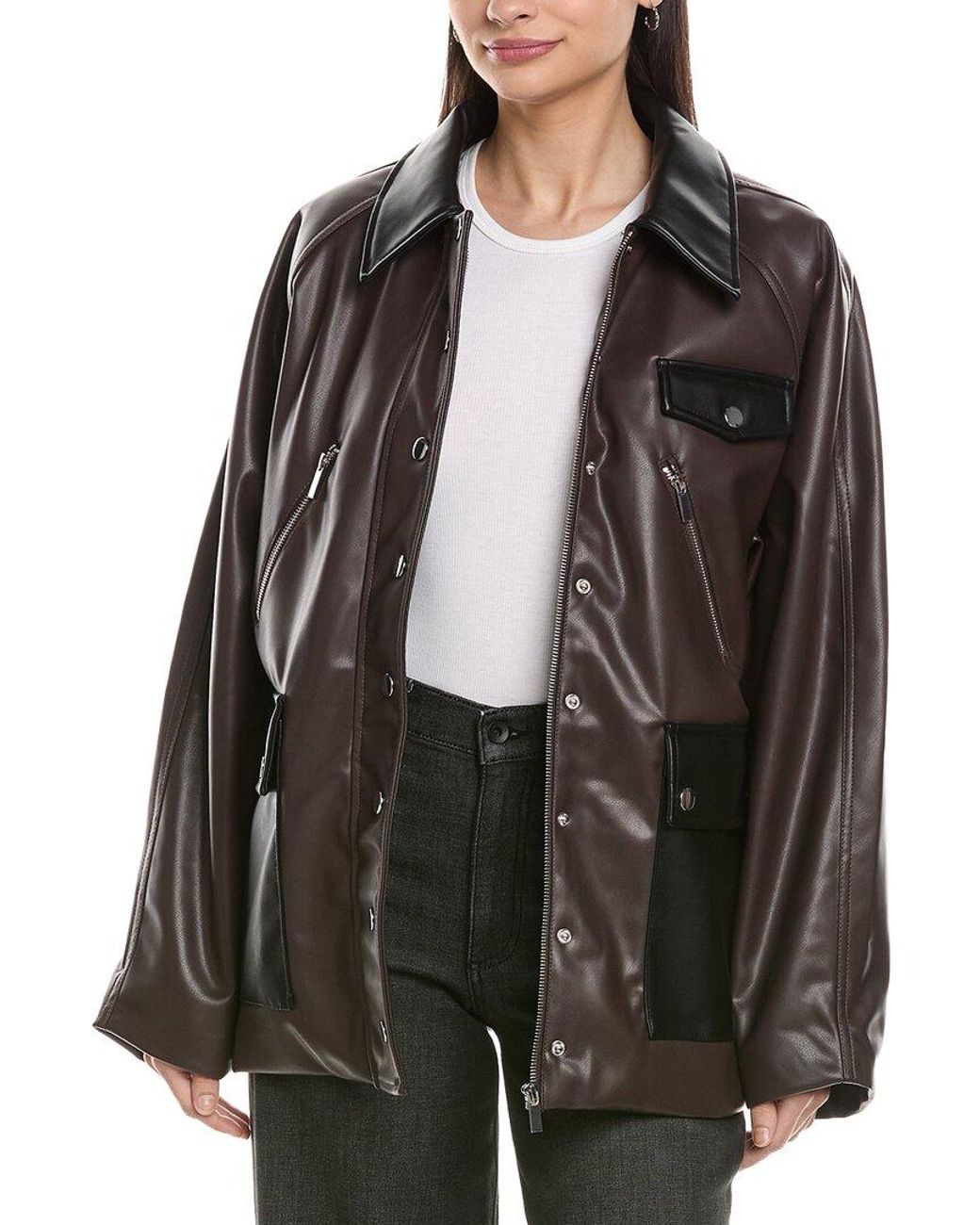 WeWoreWhat Black Cocoon Leather Jacket