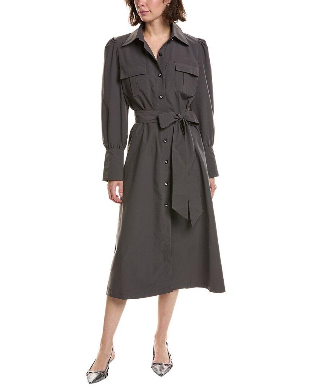 Pascale La Mode Black Flap Pocket Belted Shirtdress