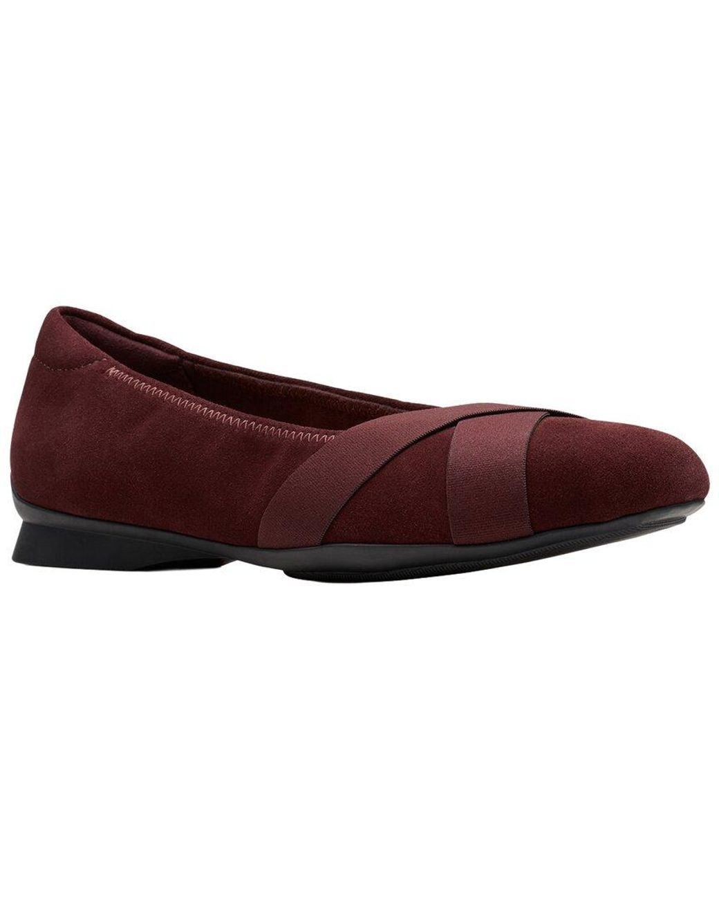 Clarks Red Jazmynn Gem Suede Ballet Flat