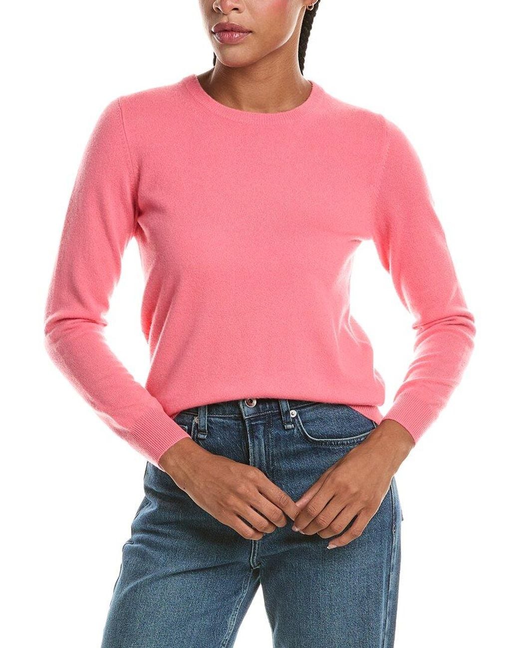 N.Peal Cashmere Pink Evie Classic Round Neck 100% Cashmere Sweater