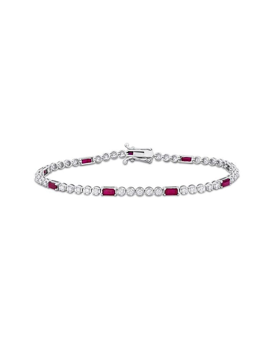 Rina Limor White 14k 2.52 Ct. Tw. Diamond & Ruby Tennis Bracelet