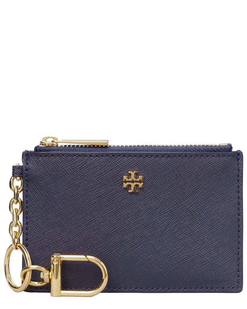 Tory Burch Blue Emerson Leather Card Case