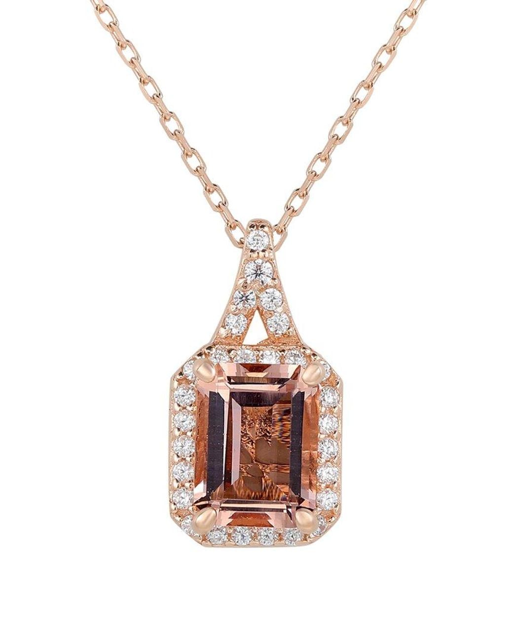 Suzy Levian CZ Jewelry Pink Suzy Levian Cz Halo Dangle Necklace