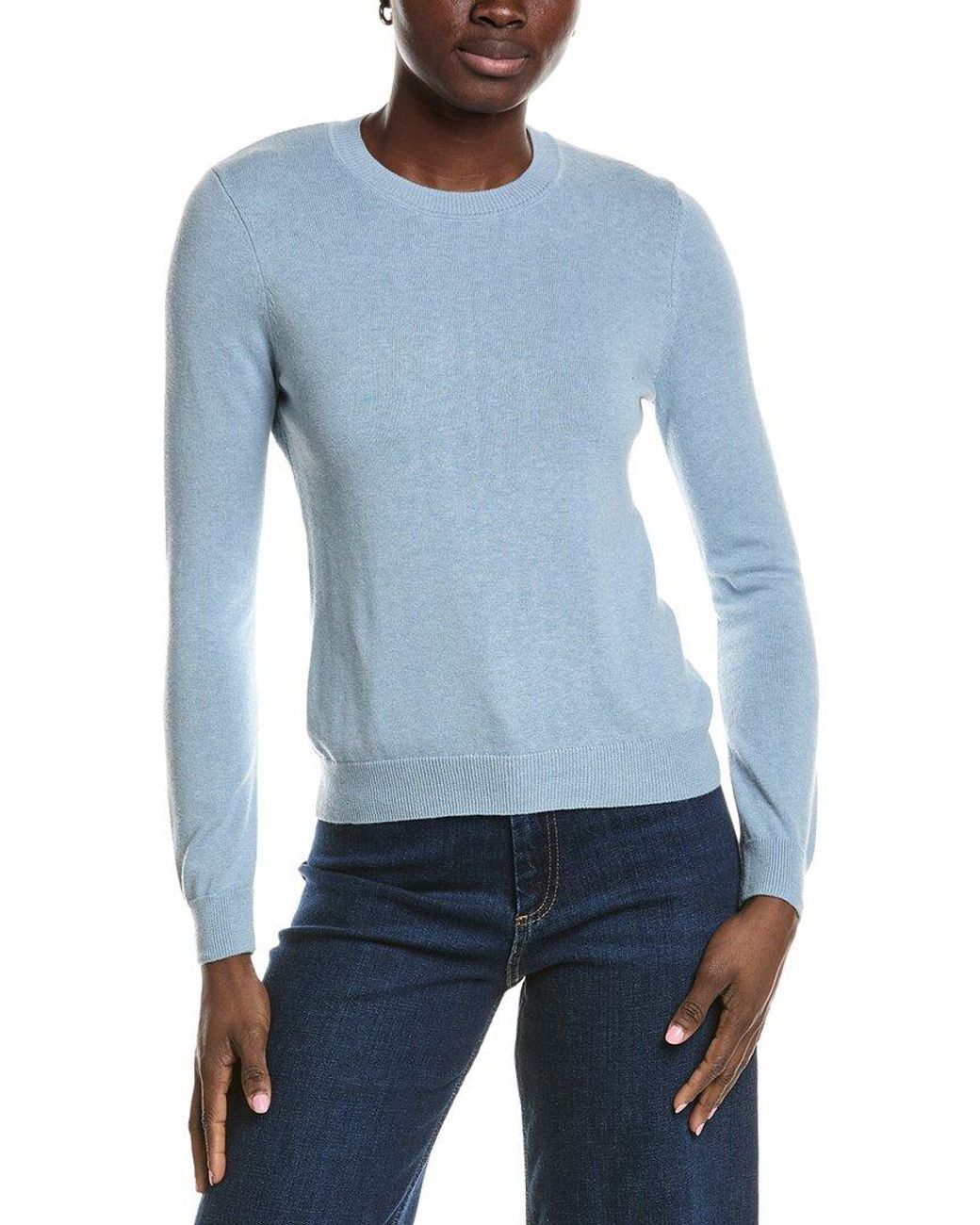 Minnie Rose Blue Power Shoulder Cashmere-Blend Sweater