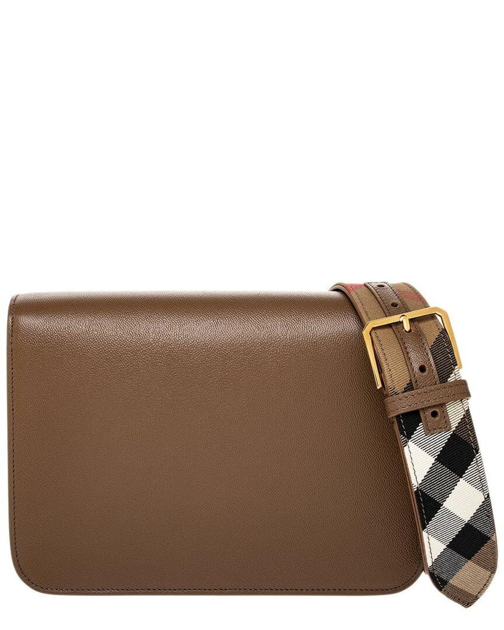 Burberry Brown ! Mackford House Check Leather Shoulder B