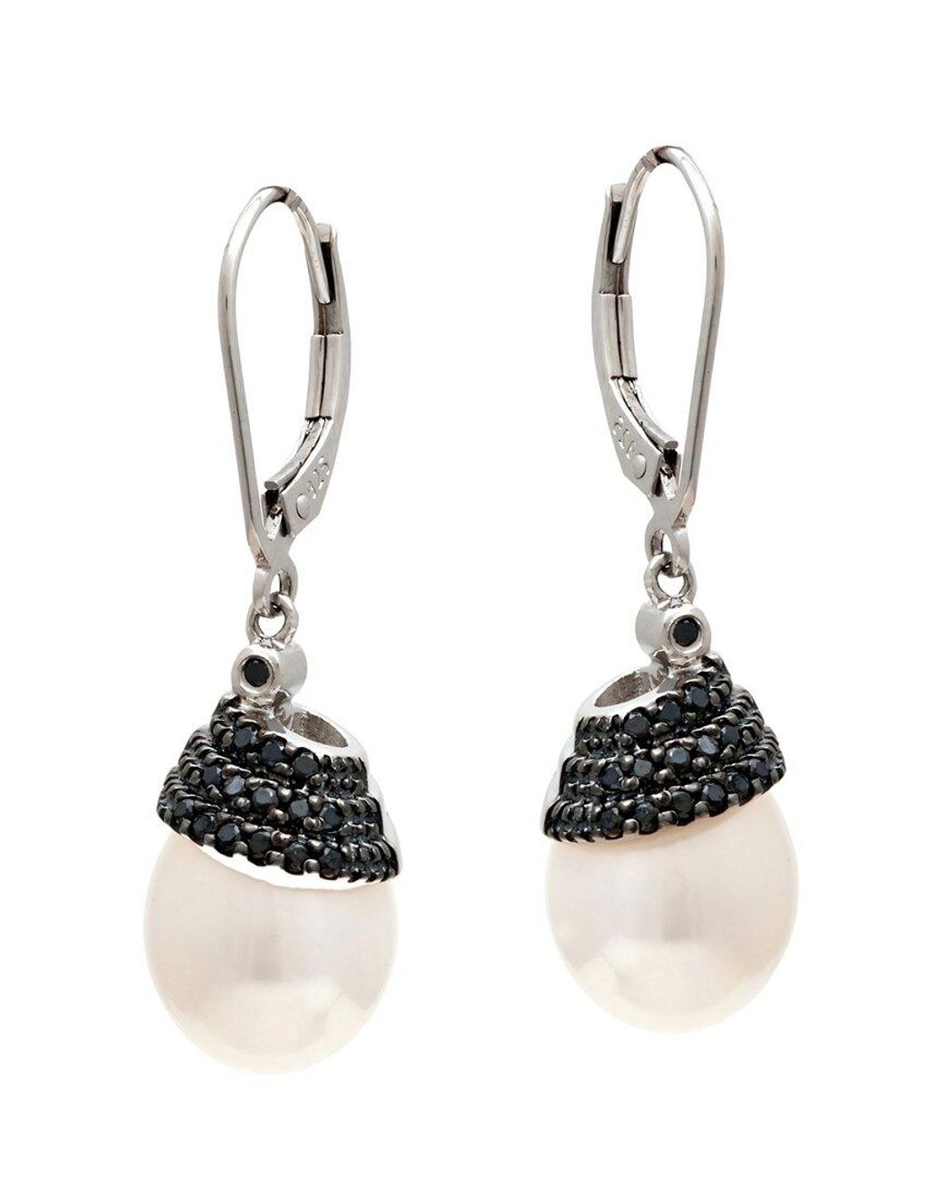 Diamond Select Cuts Multicolor 0.25 Ct. Tw. Diamond & 7.5-8.5Mm Pearl Earrings