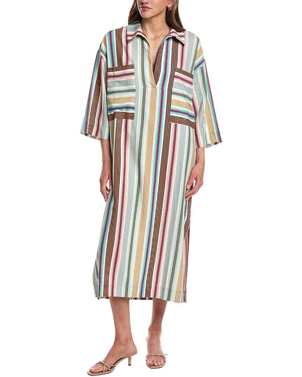 Electric and Rose White Mary Stripe Kaftan