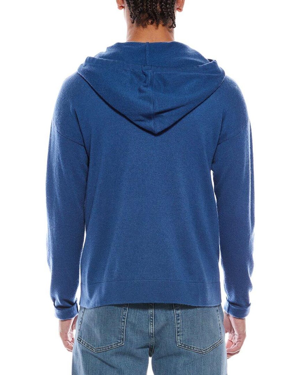 Brodie Cashmere Blue Button Up Wool & Cashmere-Blend Hoodie for men