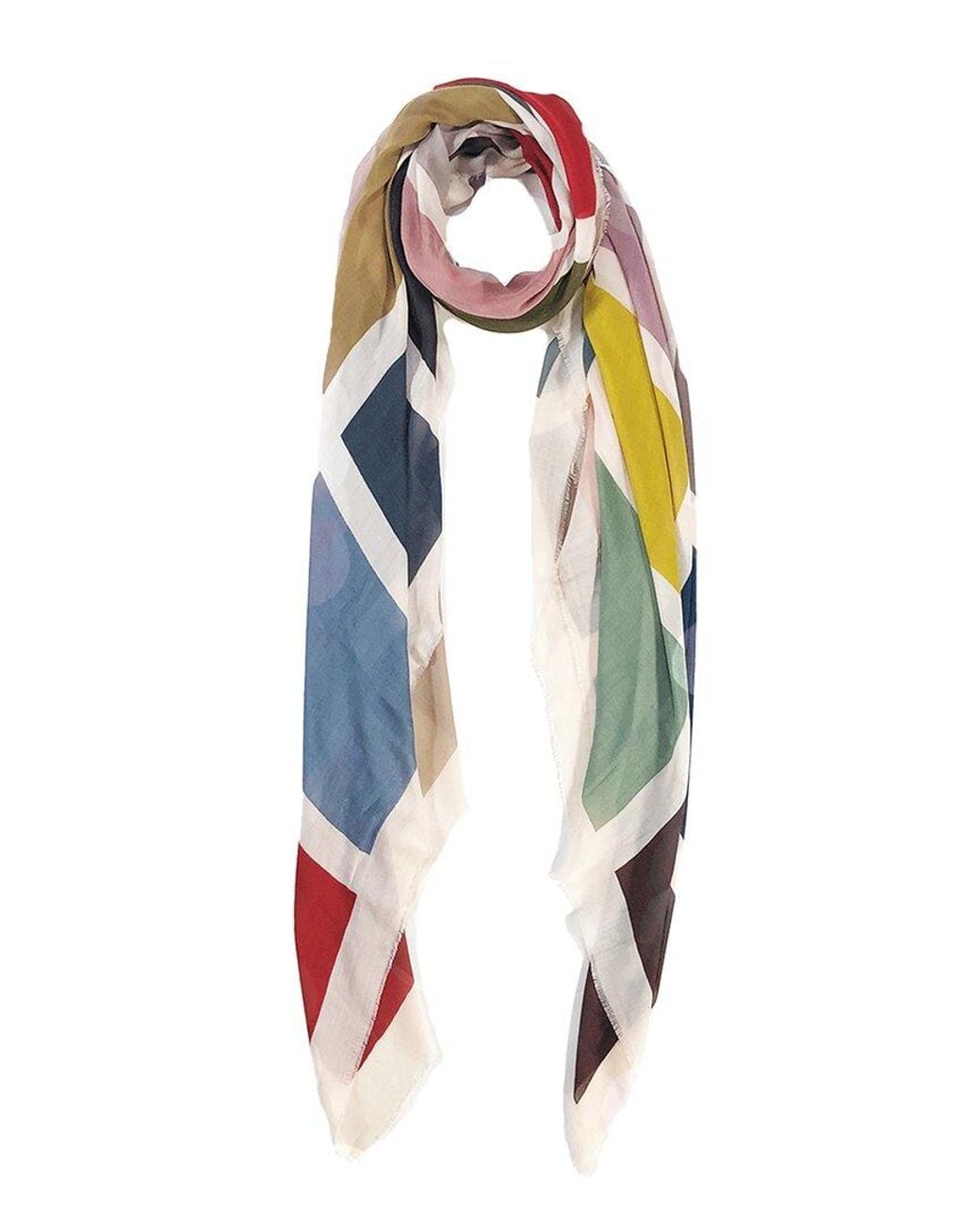Blue Pacific Blue Italian Colorblock Silk-Blend Scarf