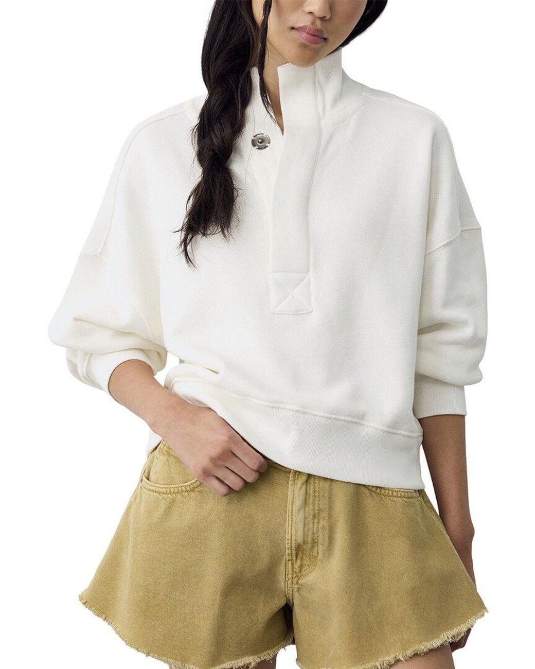 Free People White Timeless Pullover