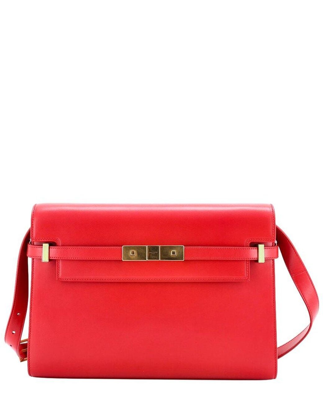 Saint Laurent Red Sheep Leather Manhattan Shoulder Bag Medium (Authentic Pre- Loved)