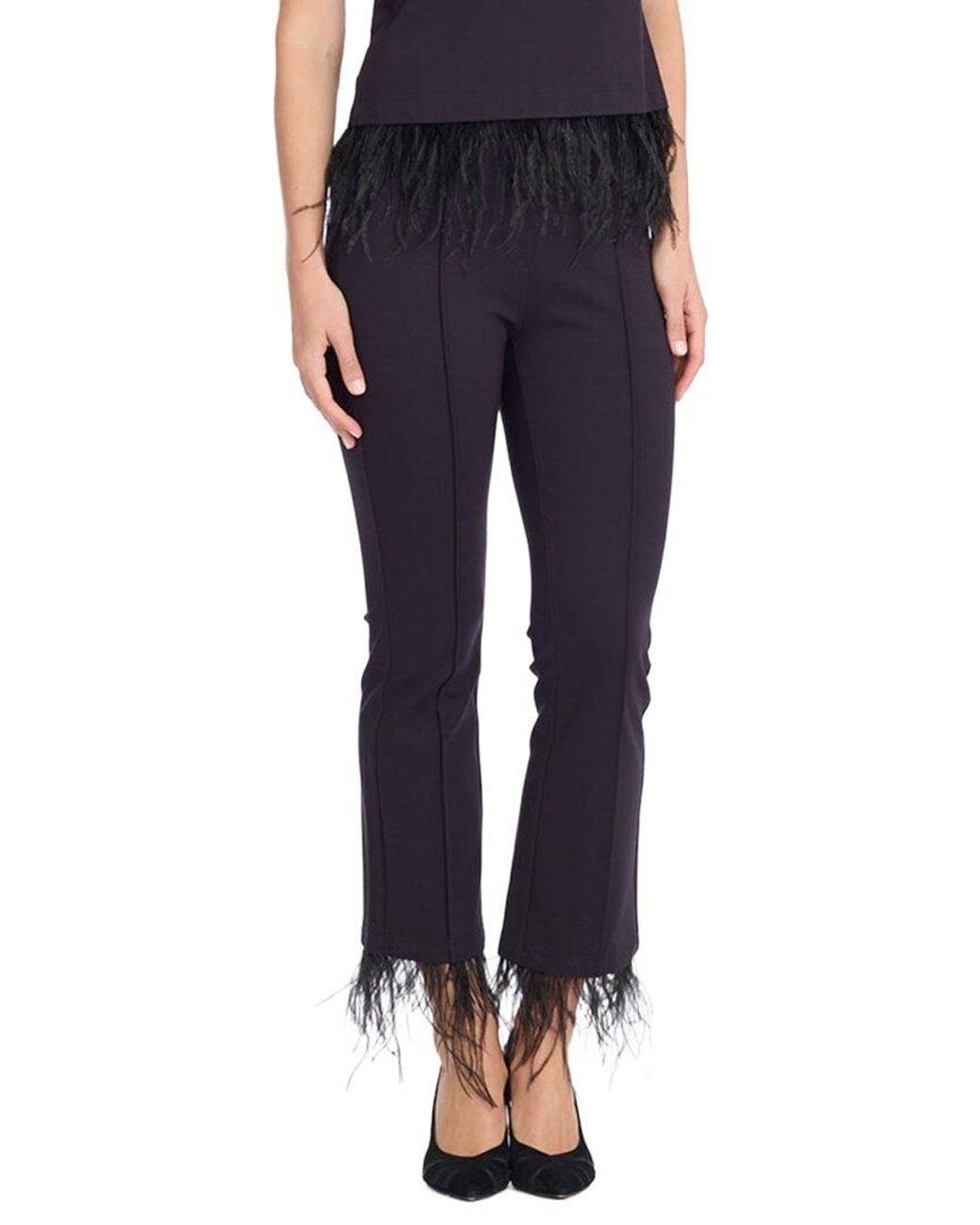 Draper James Blue Trousers With Feather Trim