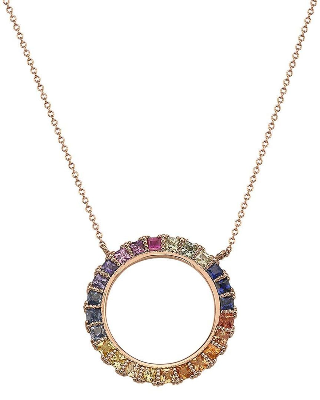 Effy Fine Jewelry Metallic 14K Rose 1.33 Ct. Tw. Multi Sapphire Necklace