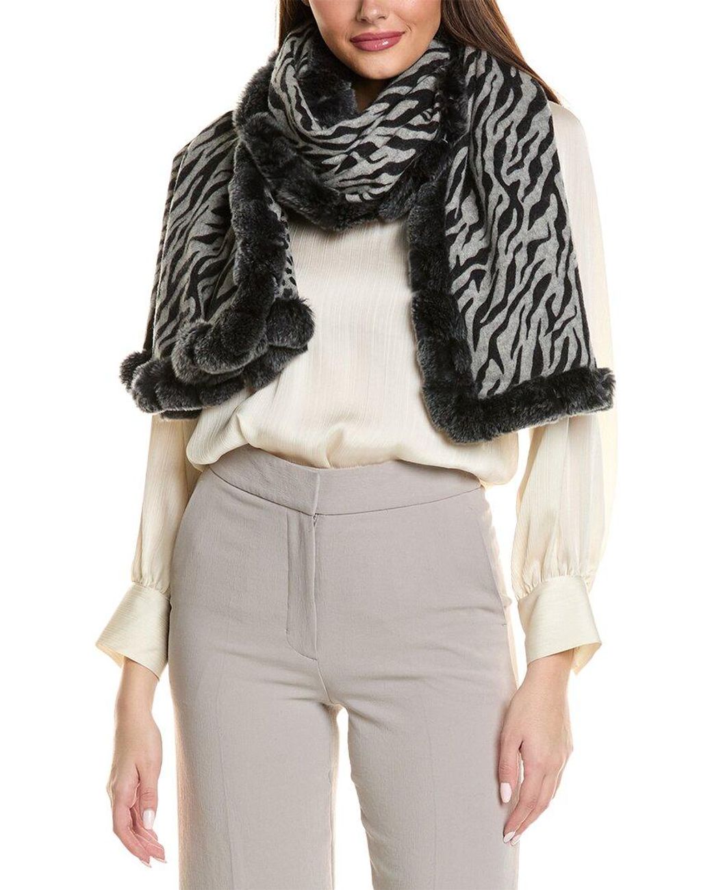 La Fiorentina Black Reversible Leopard Print Wool Wrap