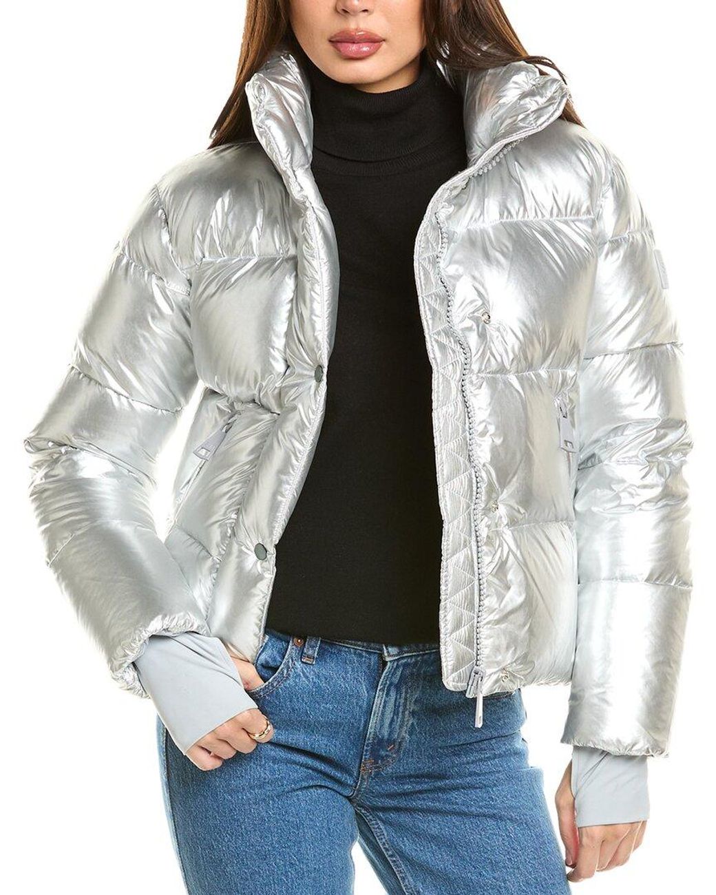 Sam. Quilted Puffer Jacket with Thumbholes in Grey Lyst UK