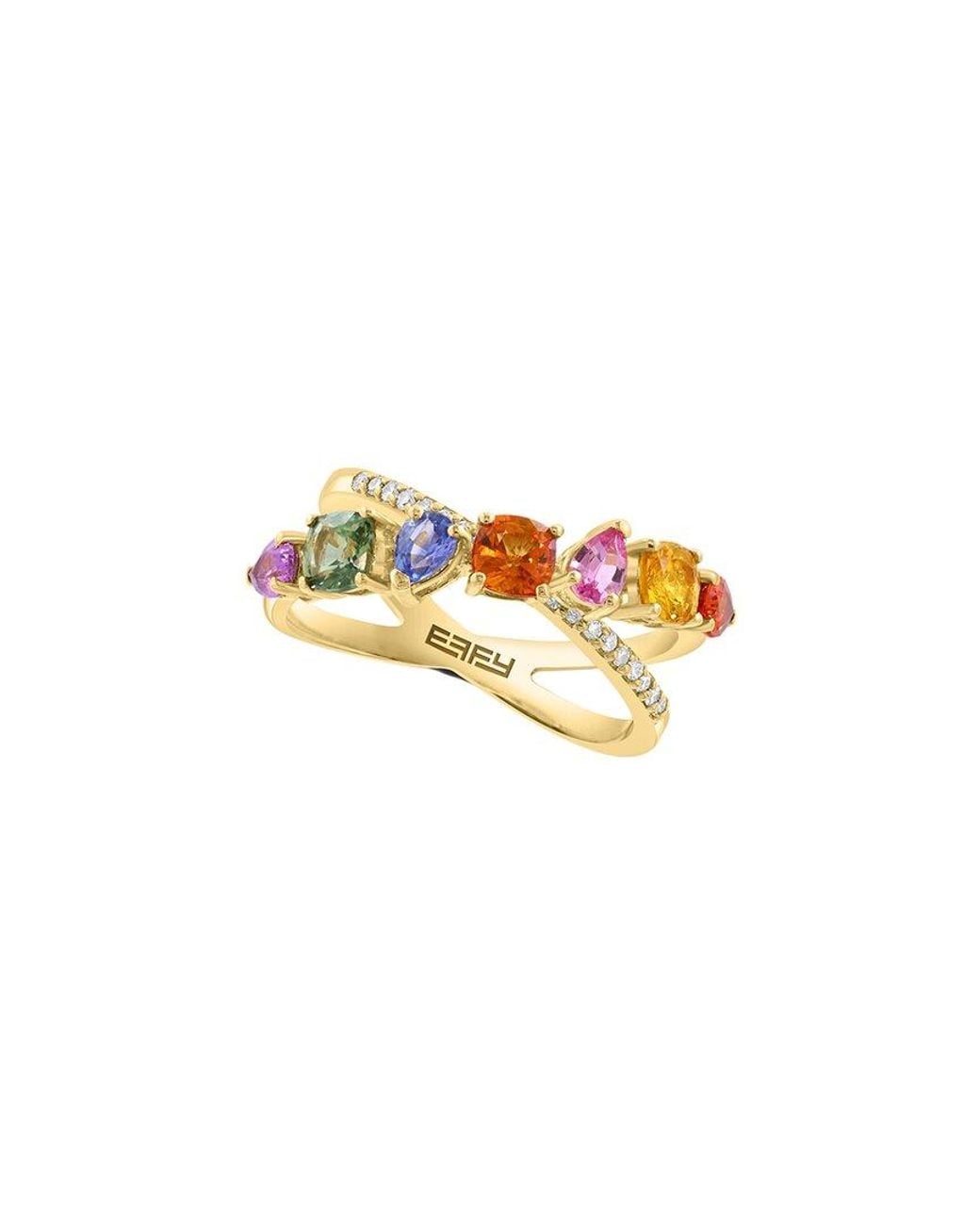 Effy Fine Jewelry White 14K 2.10 Ct. Tw. Diamond & Multi Sapphire Ring